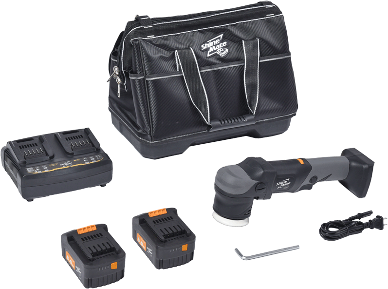 Shinemate EB351-3/12 Cordless DA Polisher 12mm + acculader + 2 accu's + opbergtas
